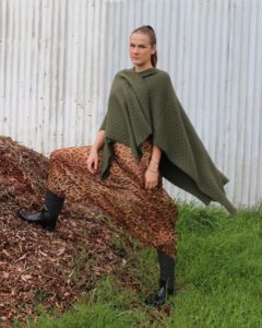 Jessica Possum Travel Cape as seen here in our Sage colourway