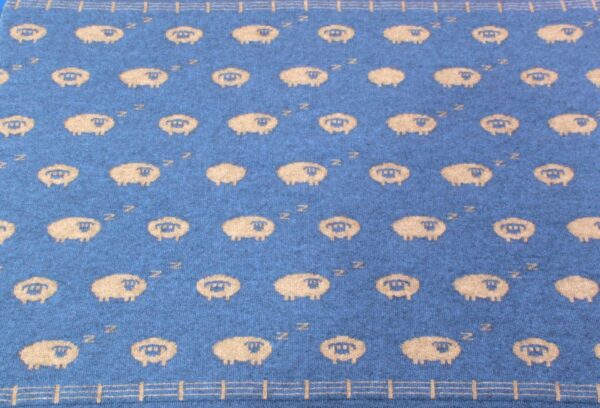 Counting Sheep Baby Blanket Light Blue/Natural