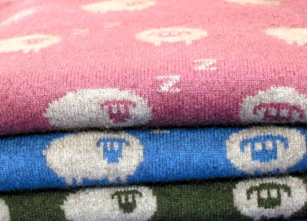 Counting Sheep Baby Blankets in a stack